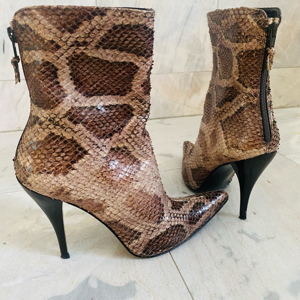 Stuart Weitzman Snakeskin Stiletto Ankle Boots